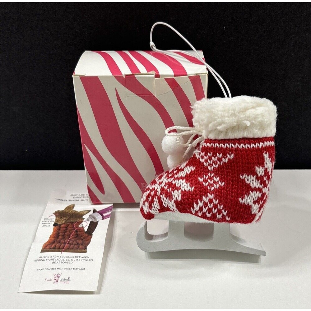 Pink Zebra Just Add Soaks Ice Skate Hang It Christmas Winter Ornament Fragrance